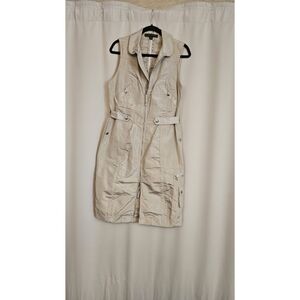 Ralph Lauren Sleeveless Zip-Front Trench Dress - Light Cream